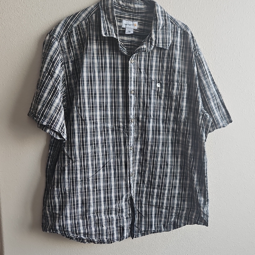 Carhartt Black & White Plaid Short Sleeve Button-Up Shirt